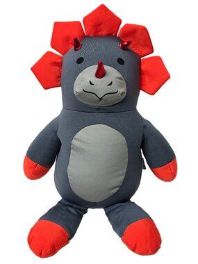 CRCKT Microbead Dinosaur Plush Toy Triceratops Micro Bead Pillow Pocket Gray